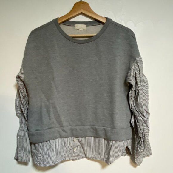 Mello Day Grey Striped Contrast Women's Sweatshirt Size M - Picture 2 of 8